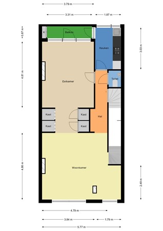 Floorplan - Bergselaan 293C, 3038 CG Rotterdam